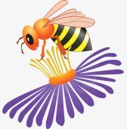 卡通花上的蜜蜂素材