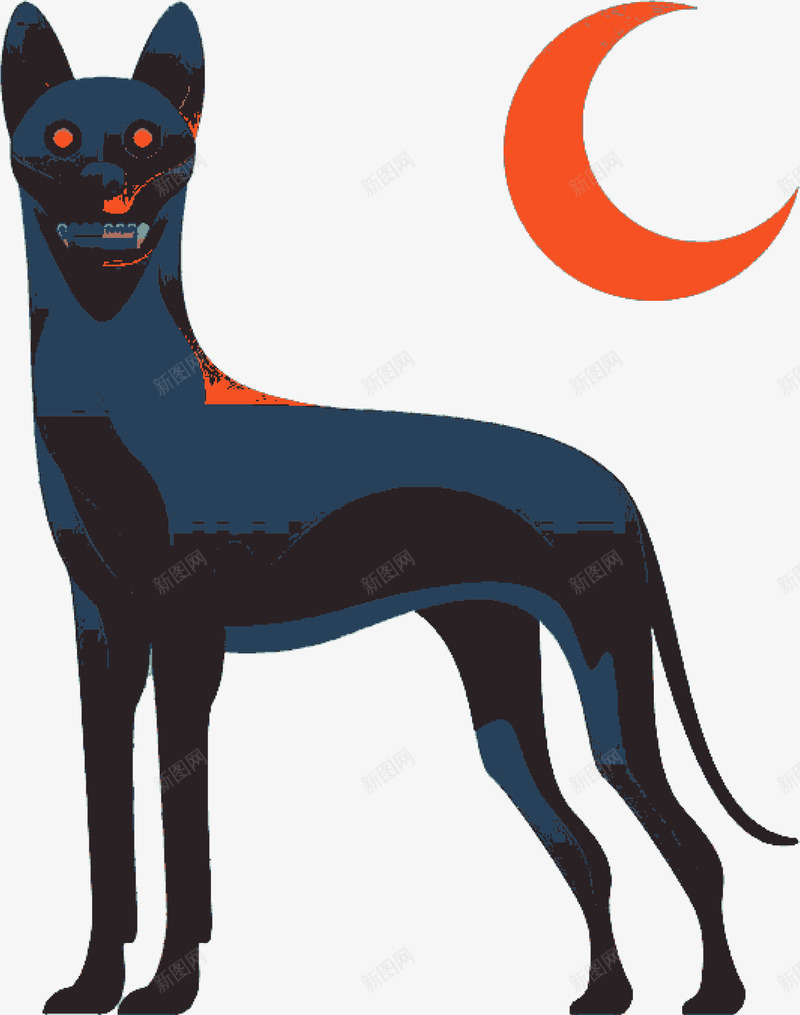 万圣节之夜狼狗矢量图ai免抠素材_88icon https://88icon.com 万圣节素材 恐怖之夜素材 矢量图
