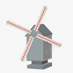 风车建筑风力发电素材