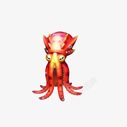 红色大头章鱼怪物素材