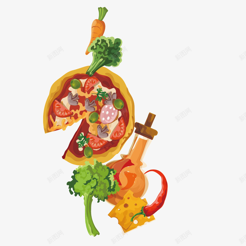 美味蔬菜披萨矢量图ai免抠素材_88icon https://88icon.com 披萨 美味 蔬菜 矢量图