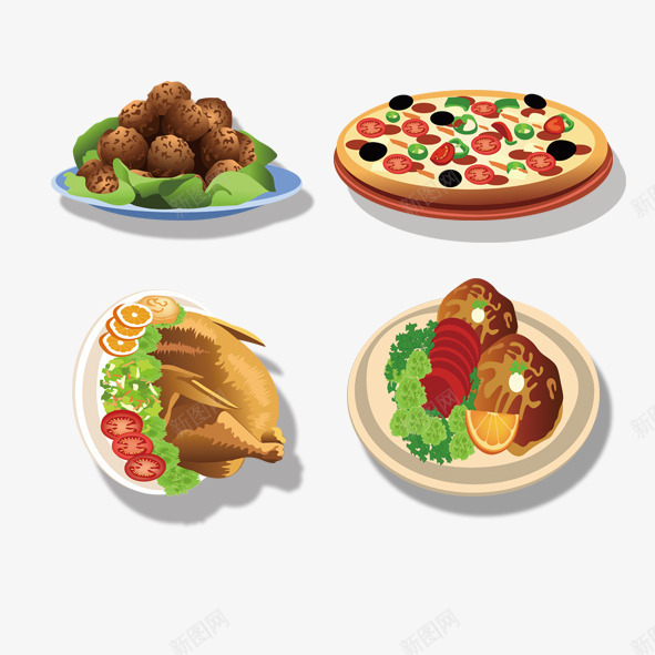 卡通美食psd免抠素材_88icon https://88icon.com 丸子 卡通 披萨 烧鸡 牛排 美食