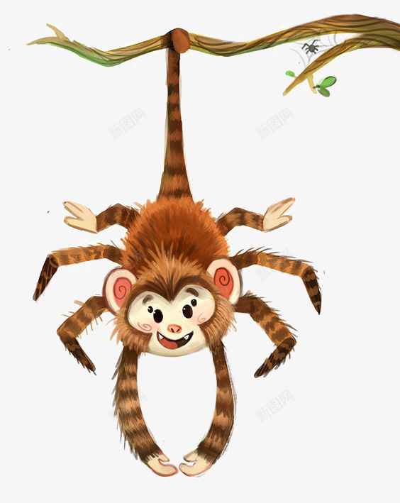 小猴子png免抠素材_88icon https://88icon.com 动物 卡通猴子 可爱猴子 手绘猴子 水彩 蜘蛛 顽皮的猴子