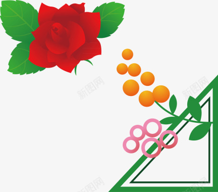春联剪纸玫瑰花瓣心形矢量图图标图标