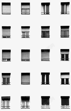 黑白极简二十扇百叶窗素材