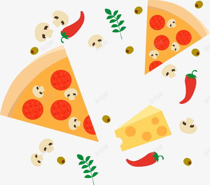 飞舞的披萨饼png免抠素材_88icon https://88icon.com 热辣披萨 矢量素材 芝士披萨 蘑菇芝士披萨