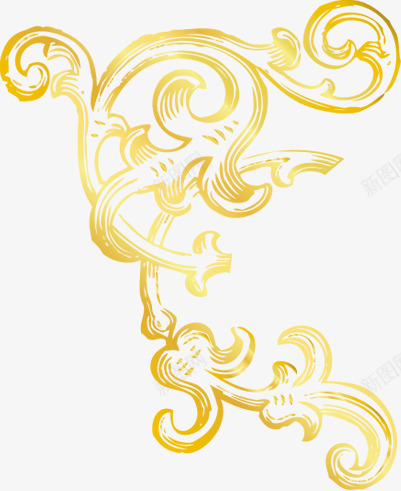 金黄色雕刻花纹装饰png免抠素材_88icon https://88icon.com 花纹 装饰 金黄色