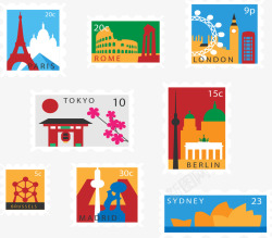 国际旅游纪念世界旅游邮票高清图片