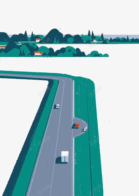 山田边的道路png免抠素材_88icon https://88icon.com 创意 极简 绿色