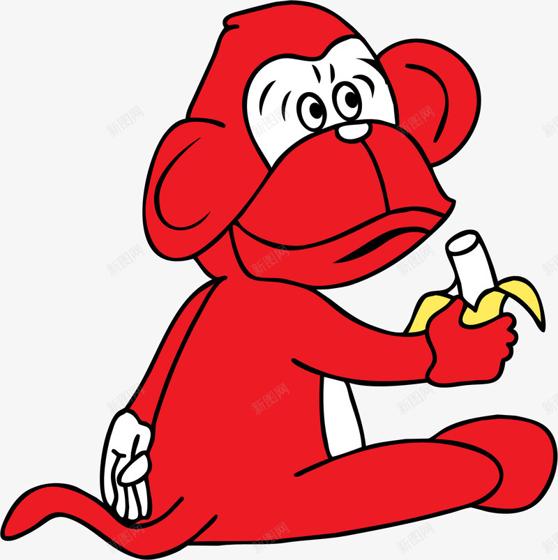 红色Q版卡通猴子png免抠素材_88icon https://88icon.com 卡通 猴子 红色
