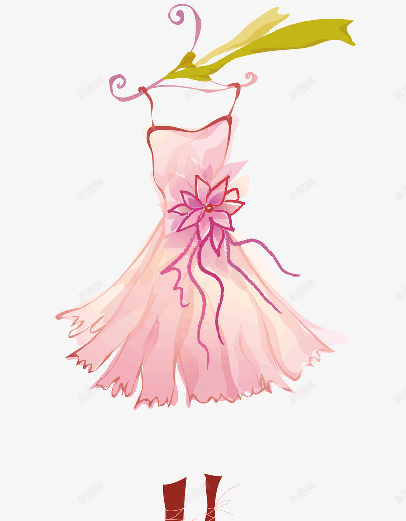 粉色的裙子矢量图ai免抠素材_88icon https://88icon.com 丝带 公主裙 可爱 矢量素材 粉色的裙子 花 裙子 矢量图