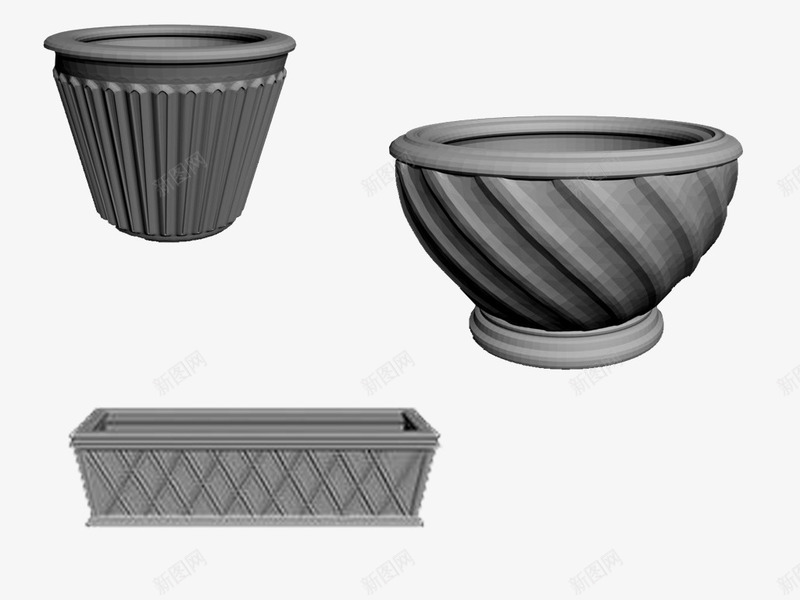 花盆模型psd免抠素材_88icon https://88icon.com 方圆 花盆 陶瓷