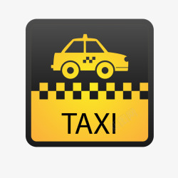 圆角矩形出租车直行智能交通标签素材
