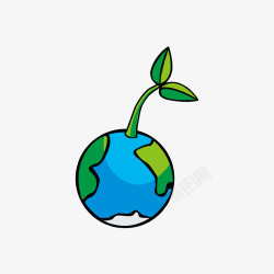 手绘卡通绿色环保地球素材