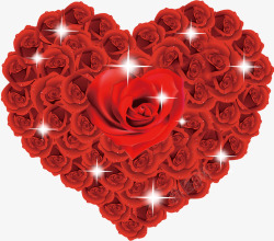 红色闪闪的玫瑰心形素材