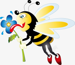 长着翅膀拿着鲜花的蜜蜂元素素材