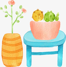 手绘漫画室内植物素材