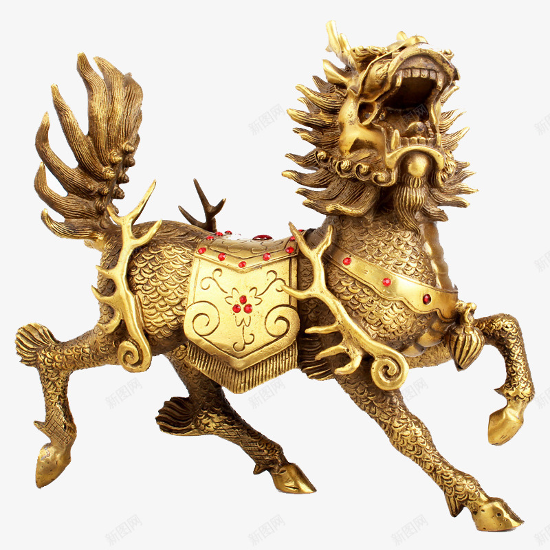 金色麒麟摆件png免抠素材_88icon https://88icon.com 产品实物 招财 摆件 火麒麟 金色 铜 麒麟