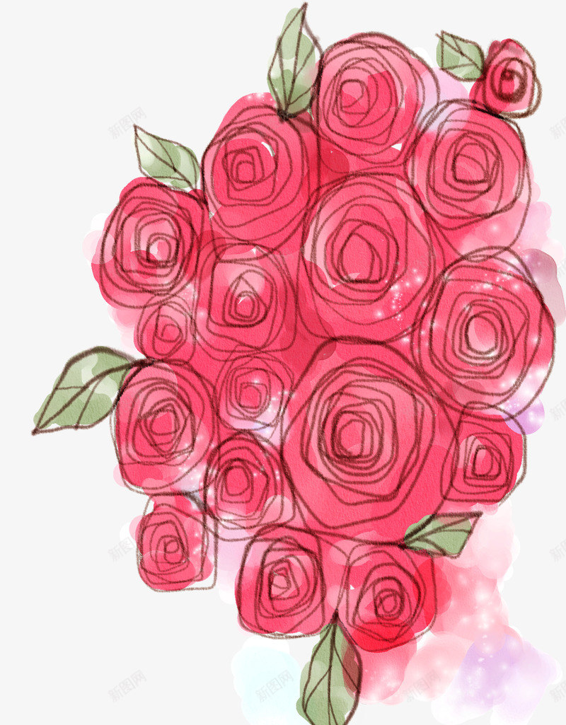 创意合成效果红色的素描玫瑰花png免抠素材_88icon https://88icon.com 创意 合成 效果 玫瑰花 素描 红色
