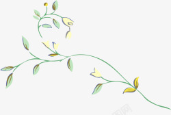 韩式手绘花朵枝条素材