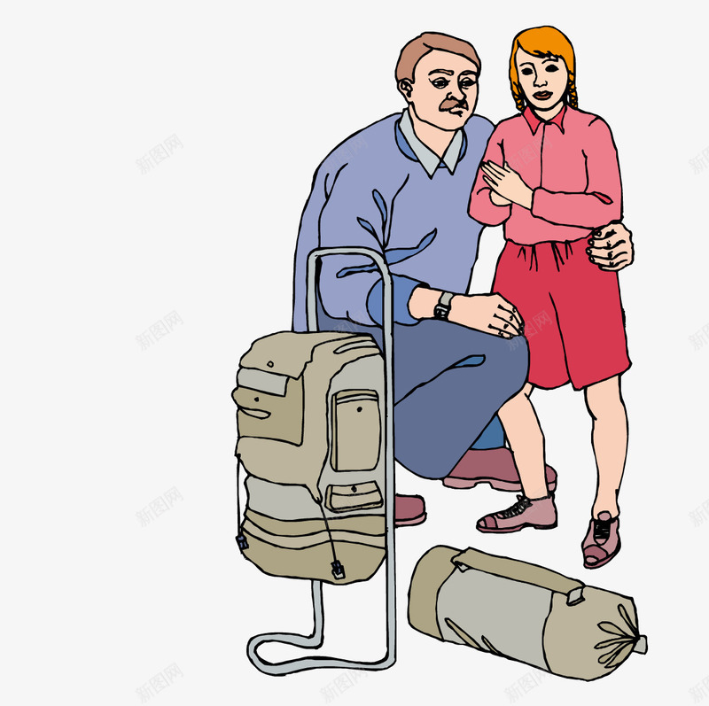 拉着行李带着女儿的父亲矢量图ai免抠素材_88icon https://88icon.com 女儿 父亲 行李 矢量图