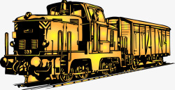 手绘装饰插图复古老火车素材