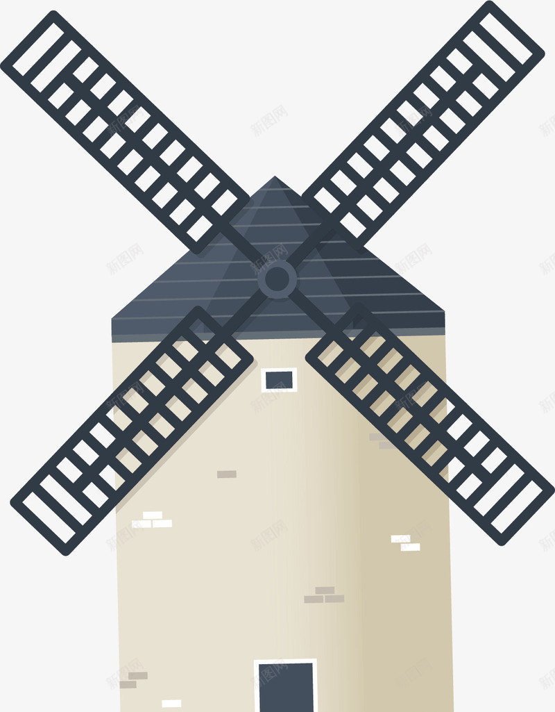 荷兰风车矢量图ai免抠素材_88icon https://88icon.com PNG图 PNG图下载 创意卡通 卡通插图 建筑物 插图 荷兰风车 矢量图