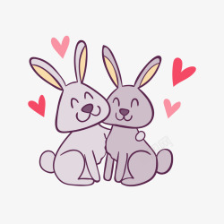 兔子卡通爱情动物矢量图素材