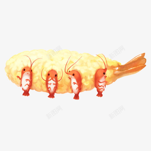 虾仁趣味绘画片png免抠素材_88icon https://88icon.com 手绘食品 油炸 炸虾仁 虾仁插画 虾子 金黄色