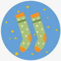 手绘圣诞卡通袜子圆形图标图标
