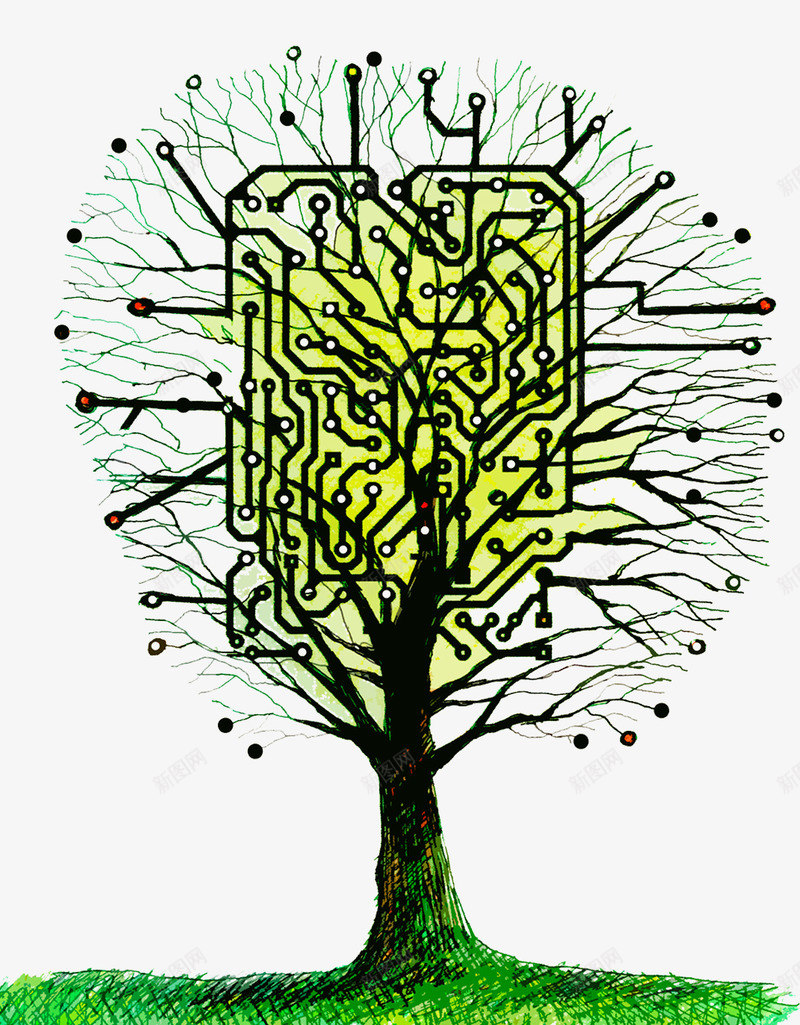 电路科技树png免抠素材_88icon https://88icon.com 智能 电路线条 科技树 连接 魔法树