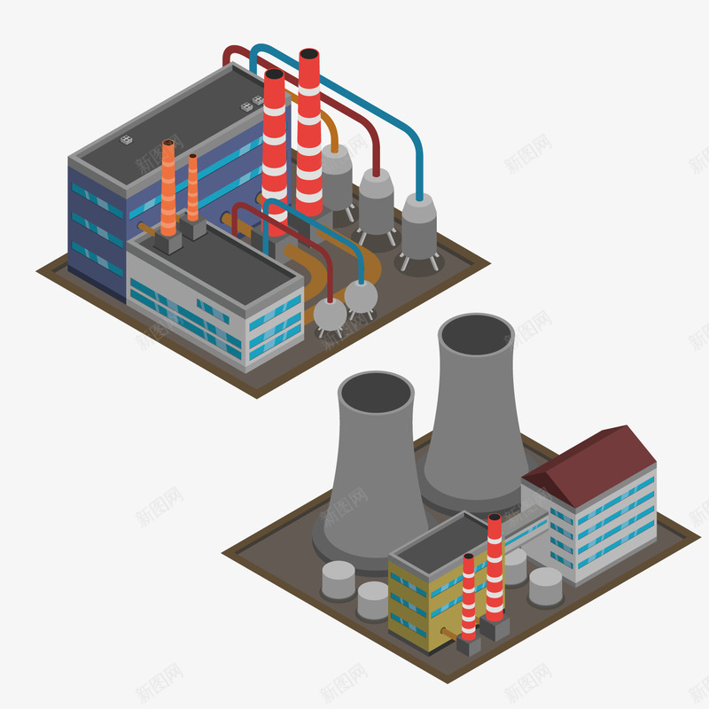 工厂的立体图矢量图ai免抠素材_88icon https://88icon.com 制作 工厂 建筑 生产 矢量图