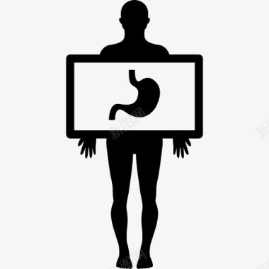 人体X射线平板聚焦于胃图标图标