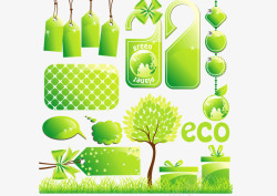 精美绿色环保主题吊牌标签元素矢矢量图素材