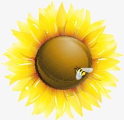 手绘新鲜向日葵蜜蜂图案素材