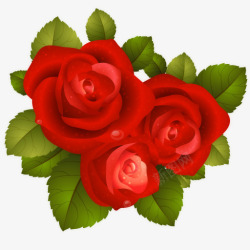 手绘红色玫瑰鲜花素材