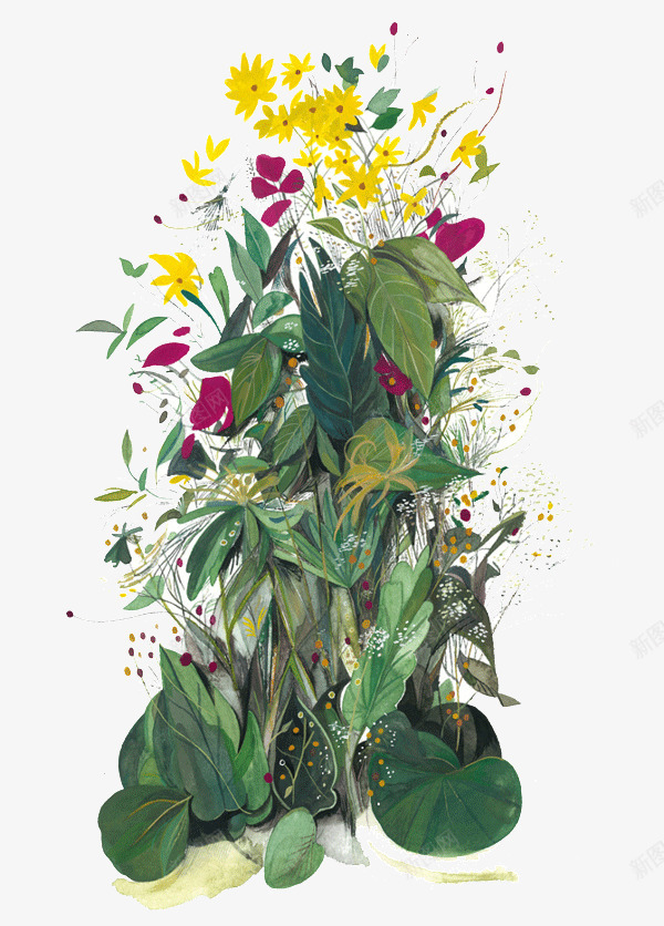 绿色植物系列插画创意png免抠素材_88icon https://88icon.com 创意 唯美 彩色 插画 植物 艺术 设计