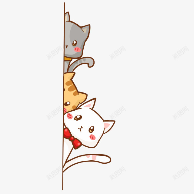 偷瞄可爱卡通小猫蝴蝶结png免抠素材_88icon https://88icon.com 卡通 可爱 蝴蝶结