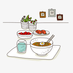 小菜配菜手绘中式美味家常菜高清图片