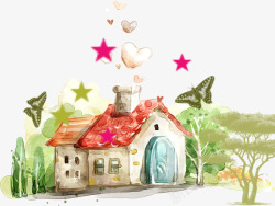 插画小房子手绘童话小房子高清图片
