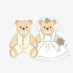 婚礼小熊玩偶素材
