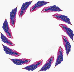 紫色精致羽毛边框素材