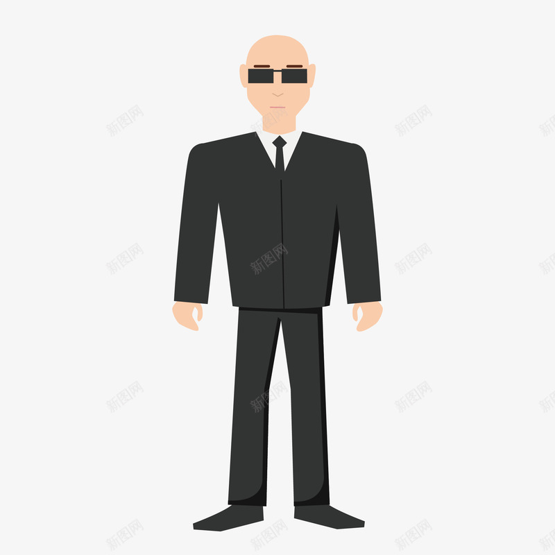 穿黑色西装的男子png免抠素材_88icon https://88icon.com 保镖 卡通人物 男士 男子 眼镜 西装 领带