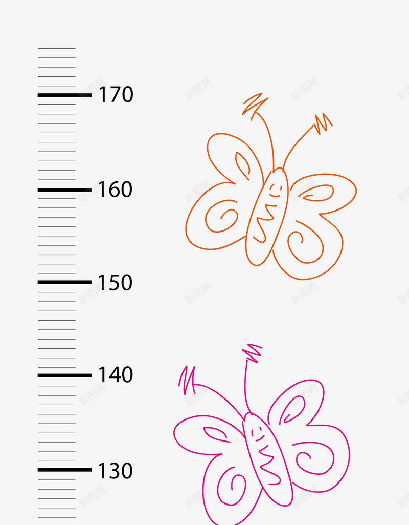 身高尺子矢量图eps免抠素材_88icon https://88icon.com 儿童身高 蝴蝶 身高尺子 矢量图