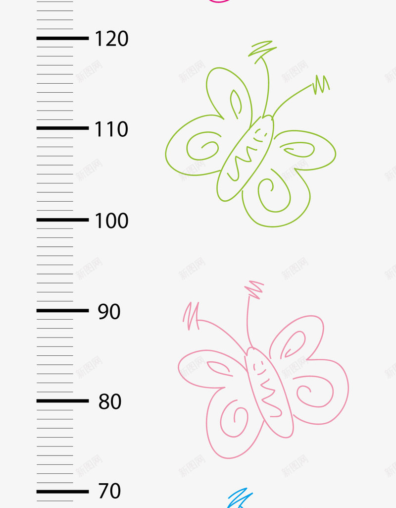 身高尺子矢量图eps免抠素材_88icon https://88icon.com 儿童身高 蝴蝶 身高尺子 矢量图