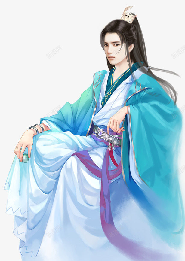 蓝色古风服饰男生png免抠素材_88icon https://88icon.com 古风 服饰 男生 蓝色