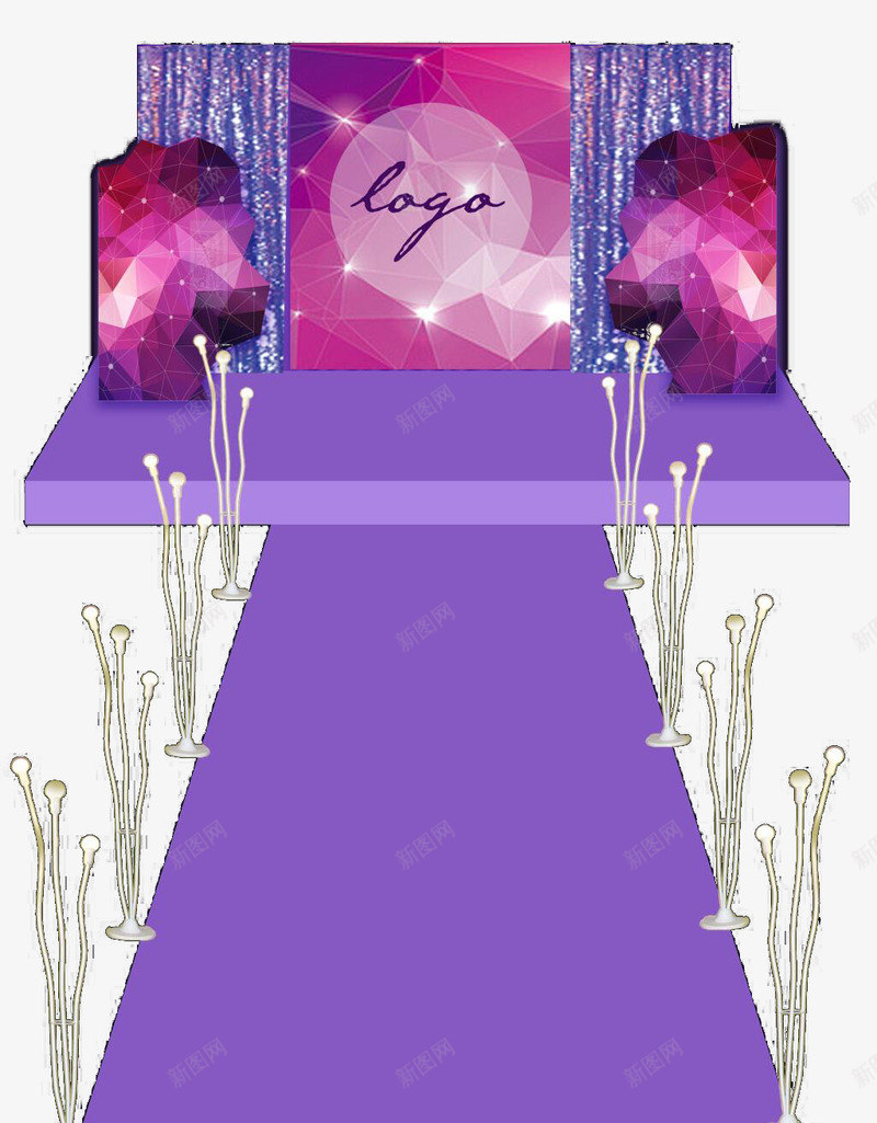 紫色舞台元素psd免抠素材_88icon https://88icon.com 婚庆 婚礼 活动 浪漫 结婚 舞台 装饰