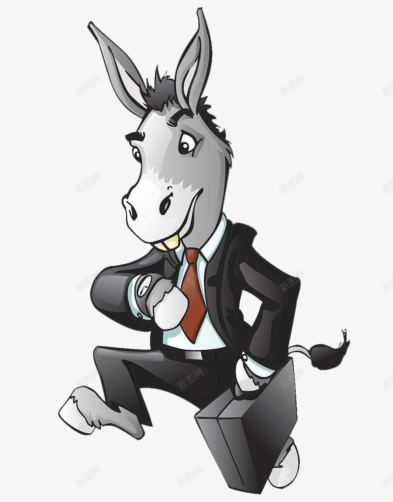 穿西装看表的卡通骡子png免抠素材_88icon https://88icon.com 一种动物 力量大 卡通 役畜 看表 穿西装 耐力强 骡子