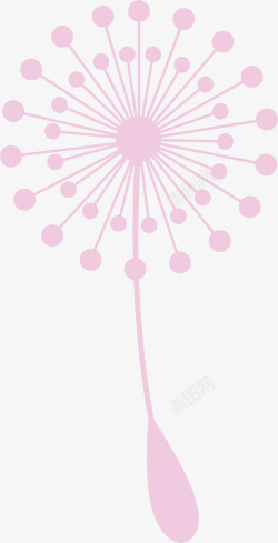 卡通蒲公英粉色圆形蒲公英矢量图高清图片