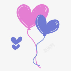 紫色心形气球元素图案矢量图素材